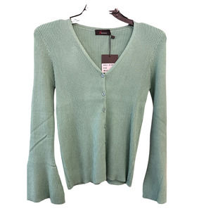 NBYNANCY Sage Green Ribbed Cardigan Sweater Size S - Women's Top